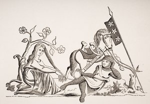 Woman under the Safeguard of Knighthood, etter en miniatyr sent på 1400-tallet i en latinsk salmebok, fra 